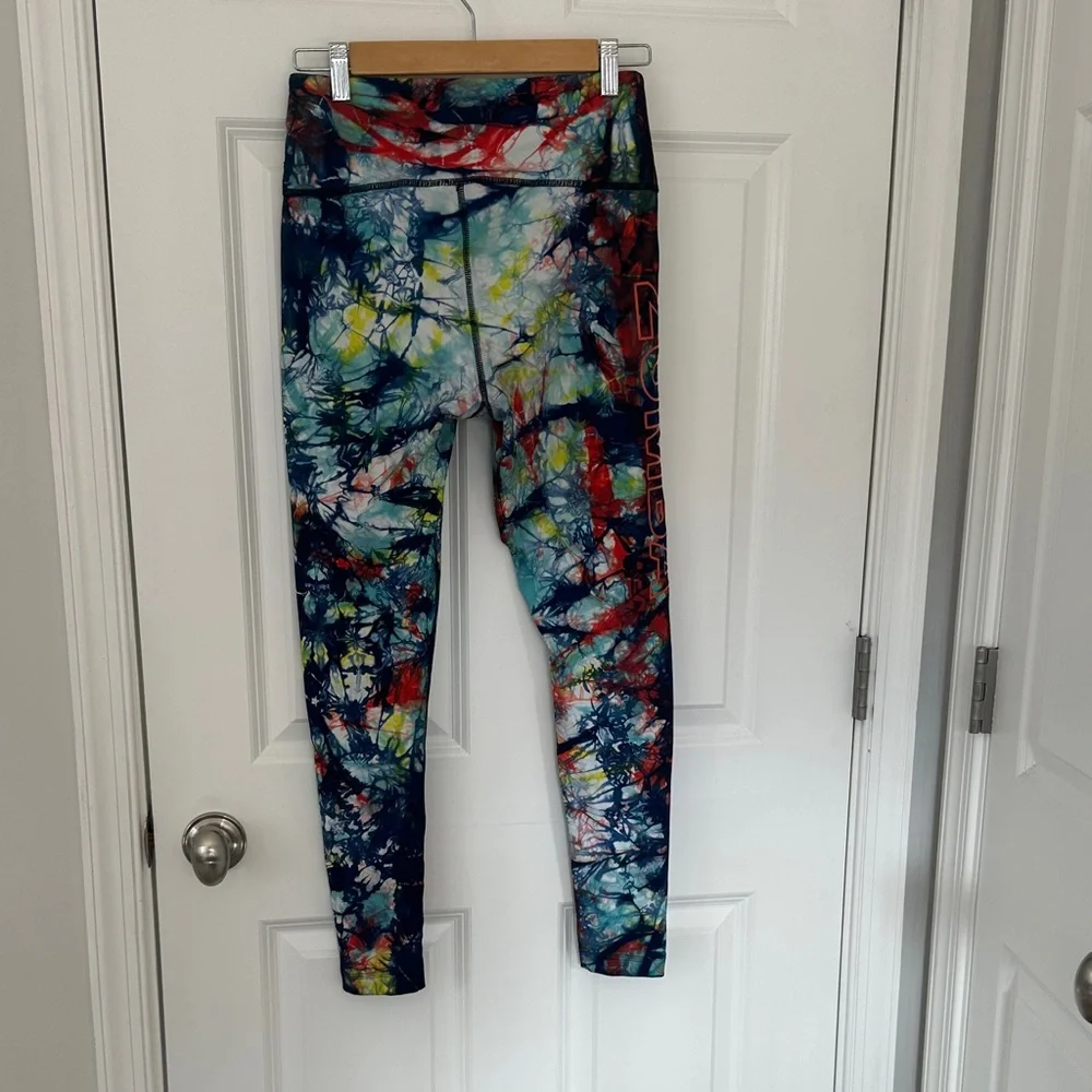 Zumba Fitness Multicolor Tie-Dye Leggings with Navy Accents - Picture 4 of 10